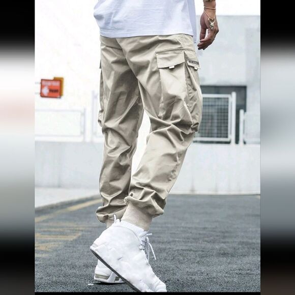 Manfinity EMRG Men Letter Graphic Flap Pocket Drawstring Waist Cargo Pants XXL - Picture 3 of 5